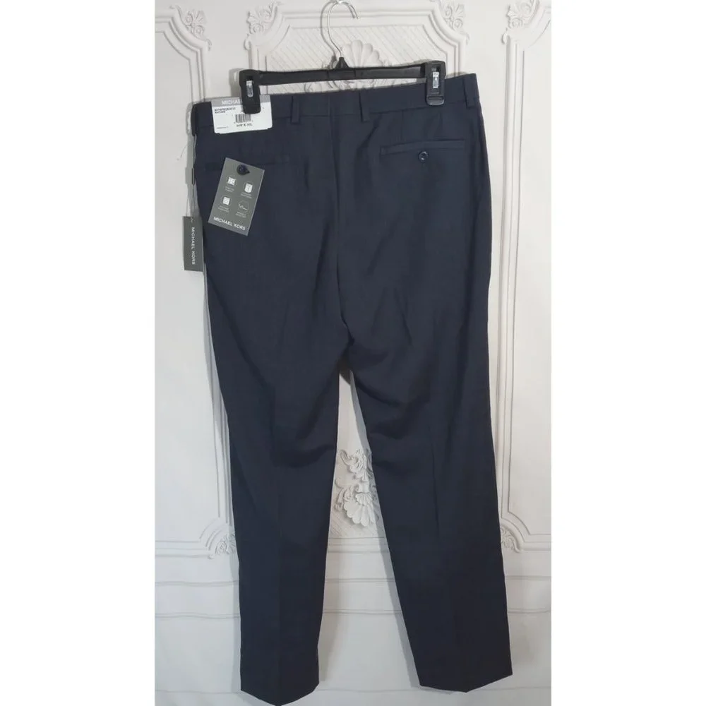 NWT Michael Kors Dark Blue Matisse Dress Trouser Pants Flat Front 34X30 - Picture 3 of 7